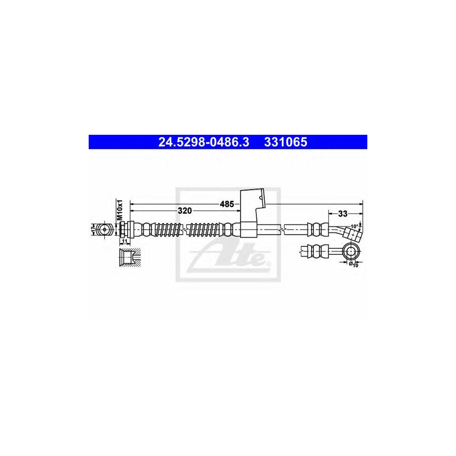 ATE 24 5298 0486 3 Brake Hose 485Mm M10X1 