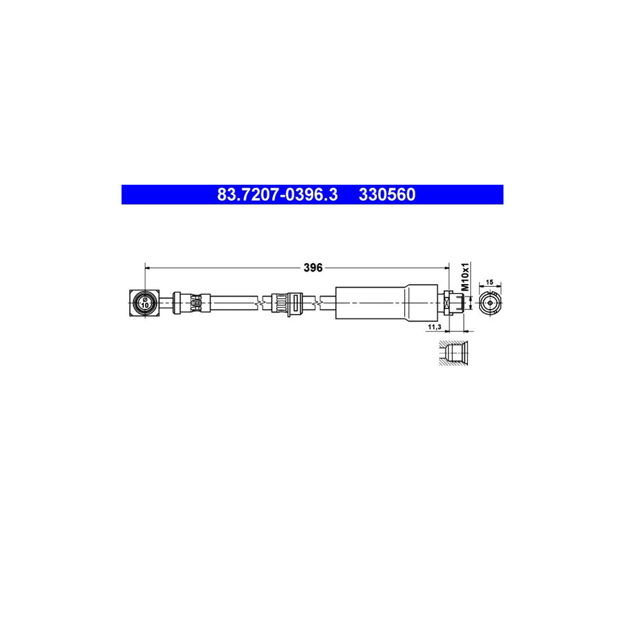 ATE 83 7207 0396 3 Brake Hose 396Mm M10X1 