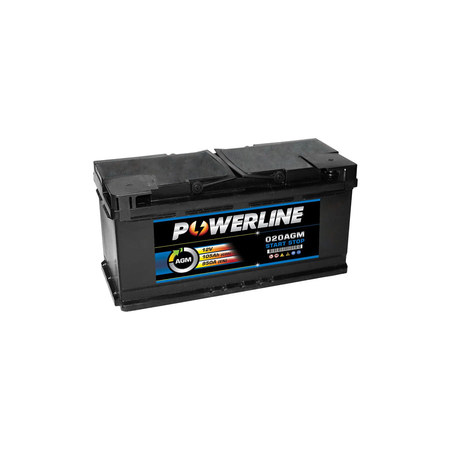 Powerline 020 AGM Start Stop Car Battery 105Ah