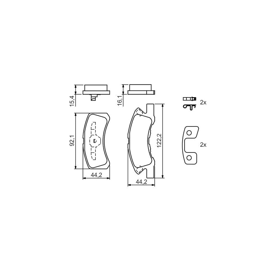Bosch 0986494134 Brake Pad Set With Acoustic Wear Warning With Anti Squeak Plate With Mounting Manual With Piston Clip BP1045