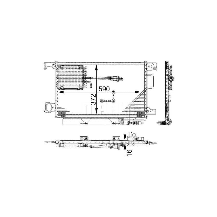 MAHLE ORIGINAL AC 661 000P Air conditioning condenser suitable for MERCEDES-BENZ C-Class with dryer