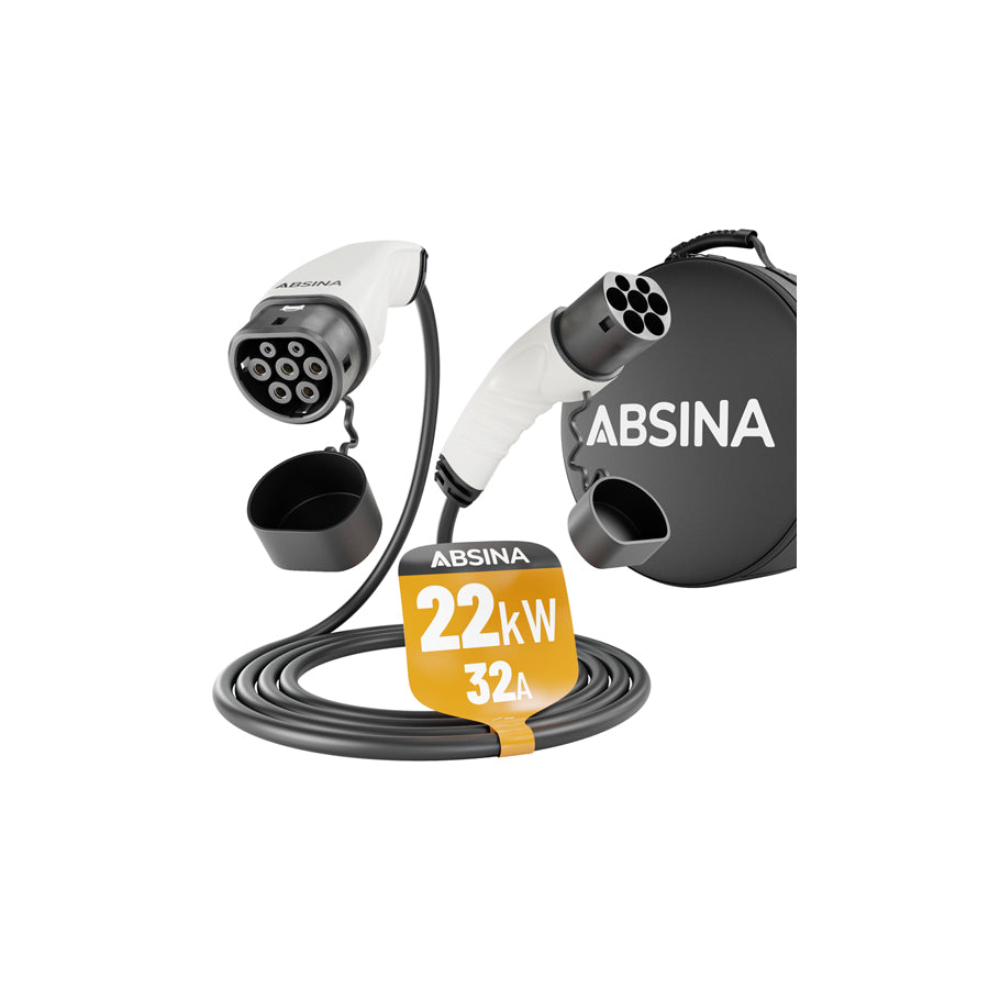 ABSINA 52-231-1002 Charging cable Charge Mode Mode 3, Charging coupler type 2, Charging plug type 2, 32A, 22kW, 5m, Phases 3, IP55