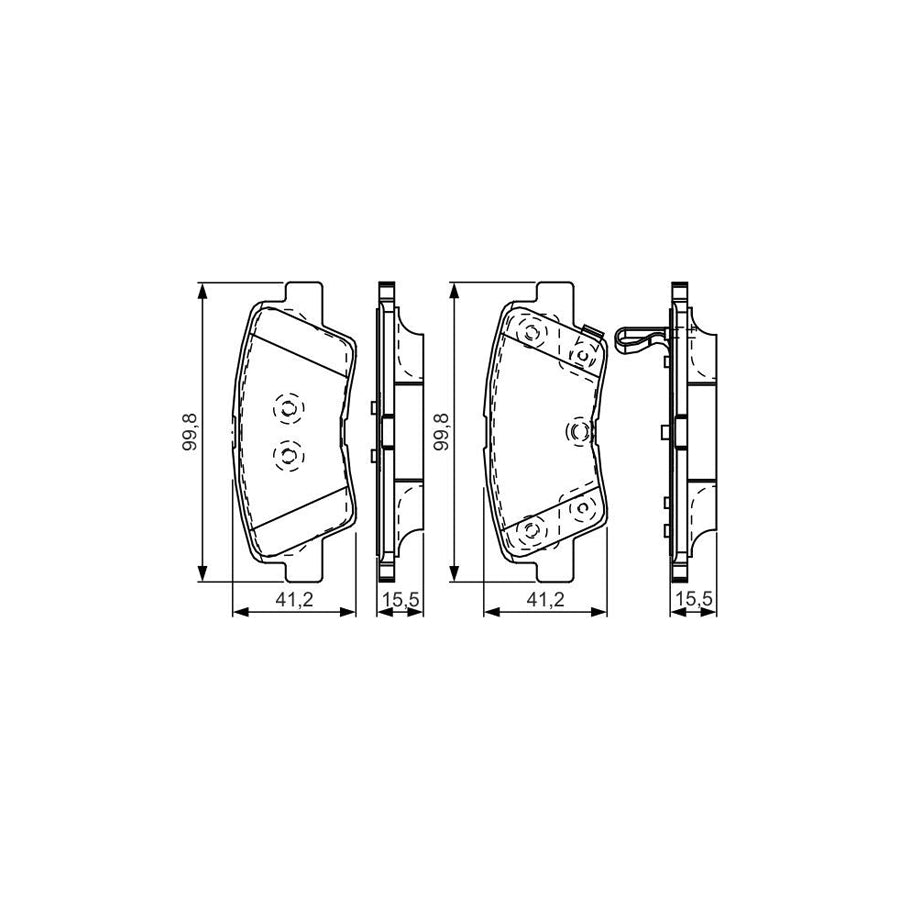 Bosch 0986Tb3204 Brake Pad Set With Acoustic Wear Warning 