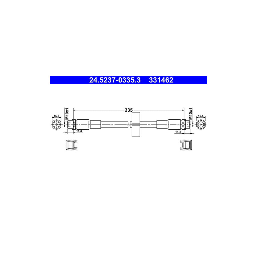 ATE 24 5237 0335 3 Brake Hose for AUDI Allroad C5 4BH 335Mm