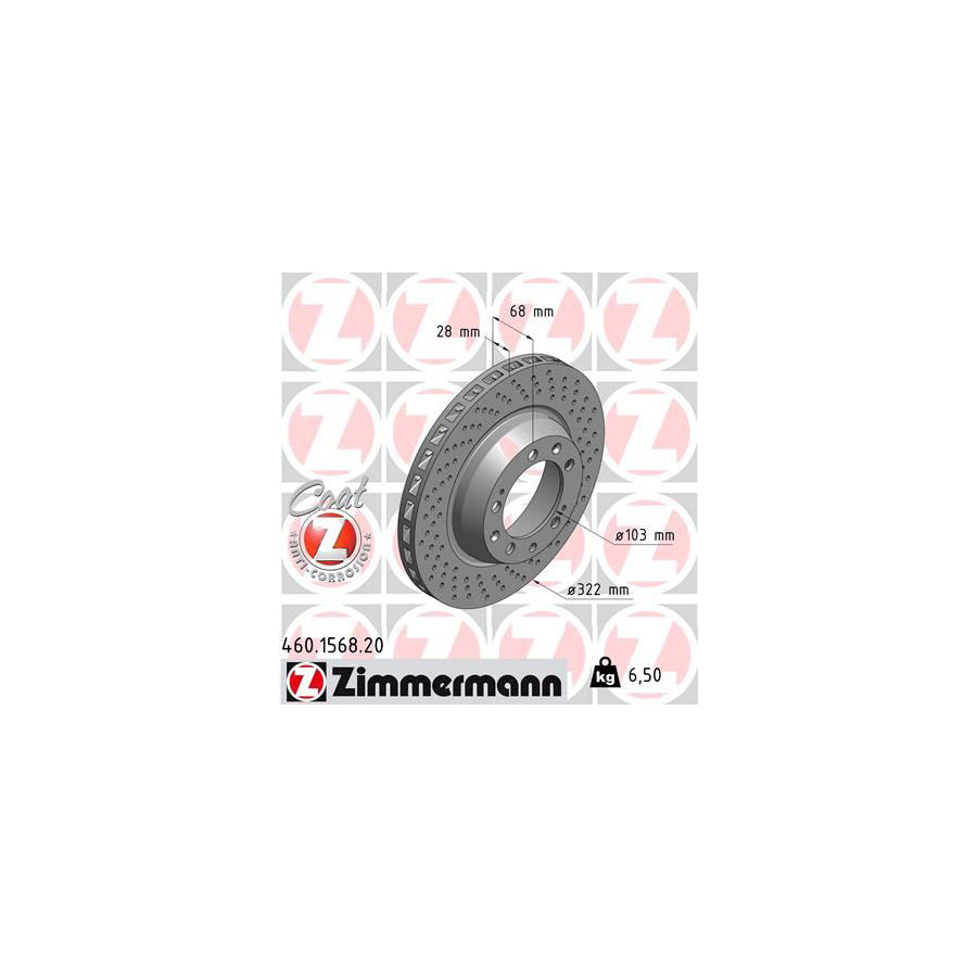 ZIMmERMANN COAT Z 460 1568 20 Brake Disc Internally Vented Perforated Coated