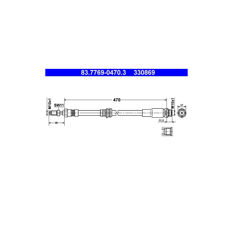 ATE 83 7769 0470 3 Brake Hose 470Mm M10X1 