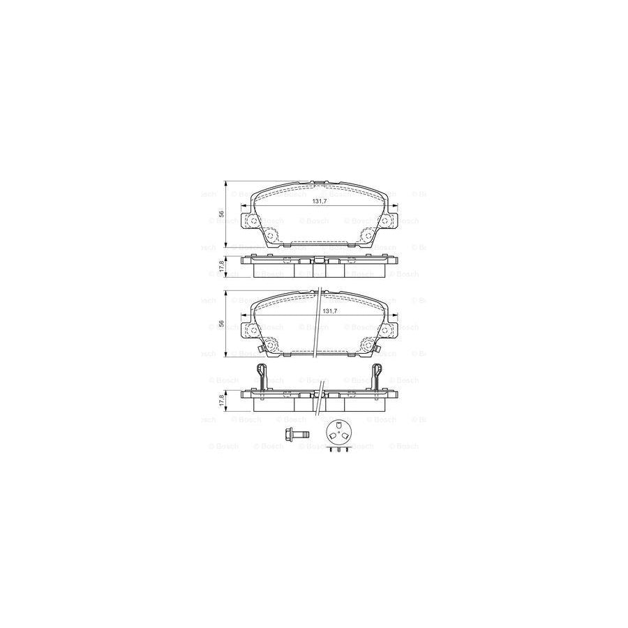Bosch 0986494136 Brake Pad Set For Honda Civic Viii Hatchback Fn Fk With Acoustic Wear Warning With Anti Squeak Plate With Bolts Screws With Mounting Manual BP1047