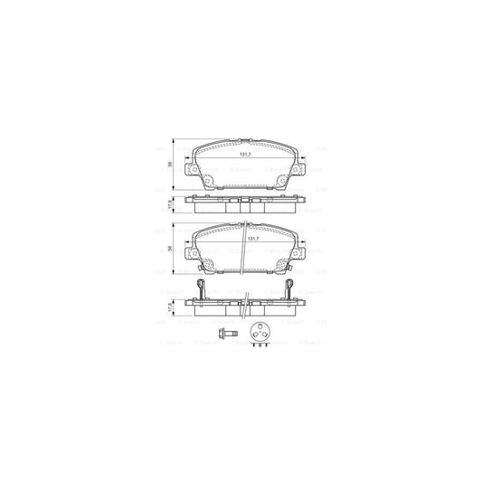 Bosch 0986494136 Brake Pad Set For Honda Civic Viii Hatchback Fn Fk With Acoustic Wear Warning With Anti Squeak Plate With Bolts Screws With Mounting Manual BP1047