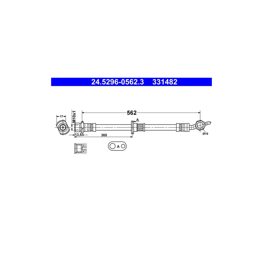 ATE 24 5296 0562 3 Brake Hose 562Mm M10X1 