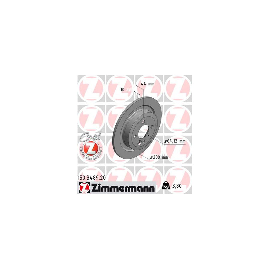 ZIMmERMANN COAT Z 150 3489 20 Brake Disc Solid Coated High carbon