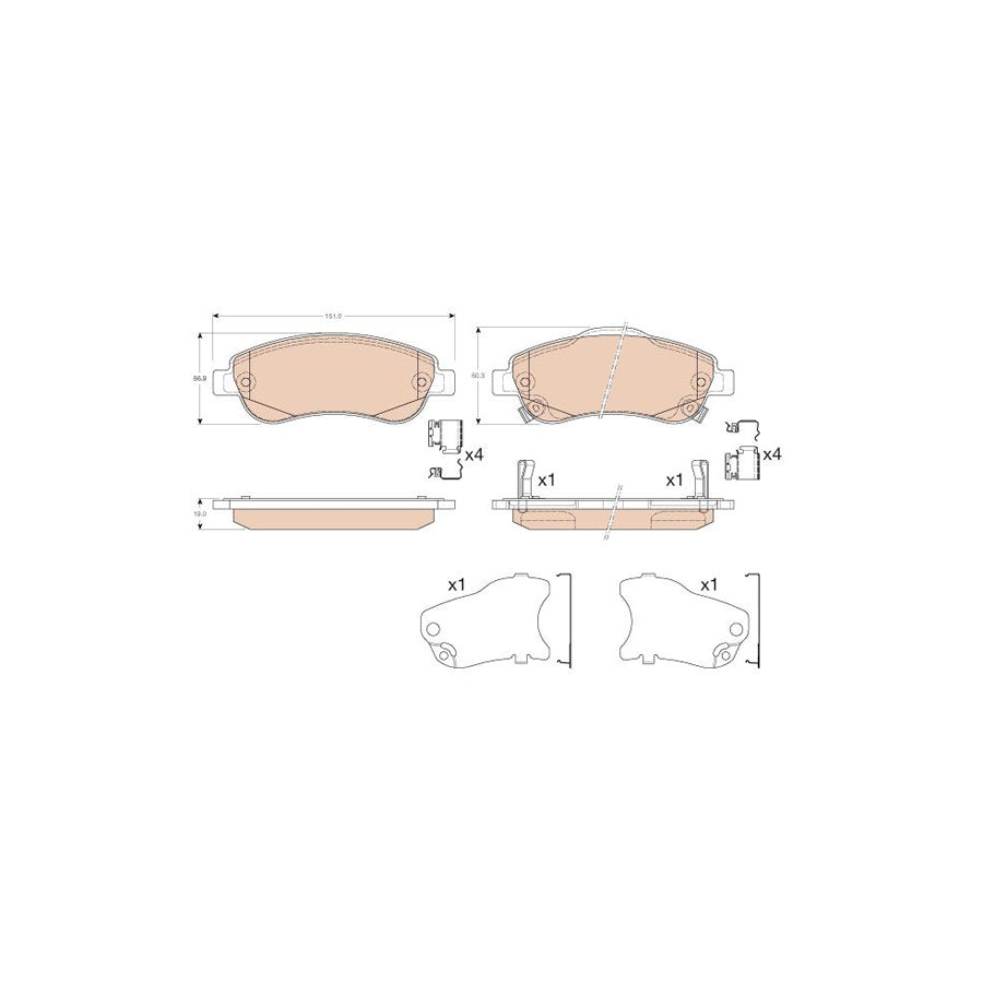 TRW Gdb3559 Brake Pad Set For Honda Cr V With Acoustic Wear Warning With Accessories