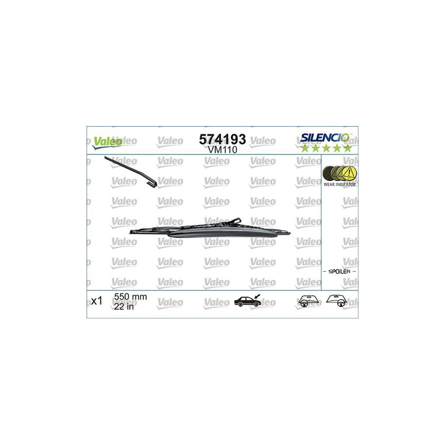 Valeo Silencio Conventional Single 574193 Wiper Blade | Duco Car Parts UK Car Parts