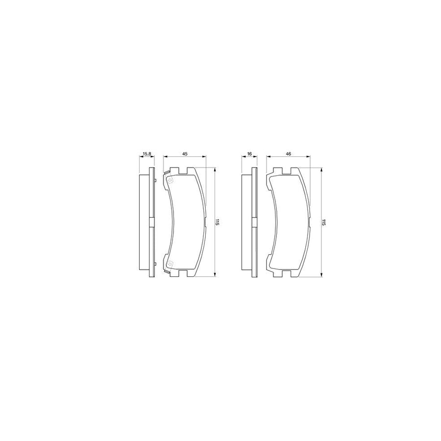 Bosch 0986424323 Brake Pad Set Front Axle Rear Axle BP157