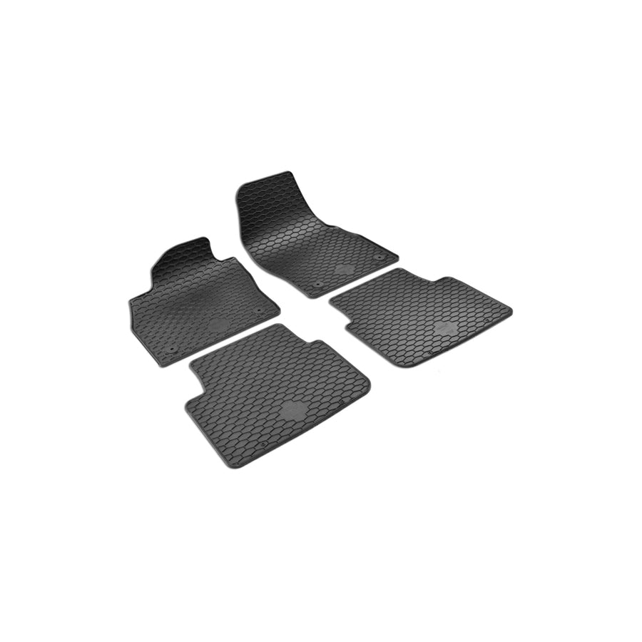 WALSER RubberLine 50848 Floor mat set Elastomer, Front and Rear, Quantity: 4, Black