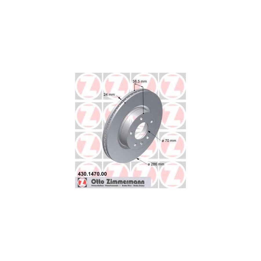 ZIMmERMANN 430 1470 00 Brake Disc for OPEL OMEGA Internally Vented