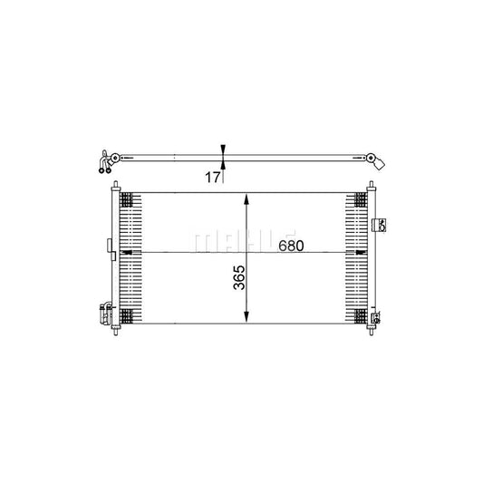 MAHLE ORIGINAL AC 390 000S Air conditioning condenser for NISSAN X-Trail (T30) with seal ring, without dryer