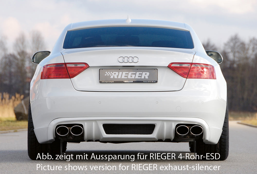 Rieger 00055419 Audi B8 B81 A5 Rear Diffuser for Original Tailpipe Left & RIght -  Matte Black