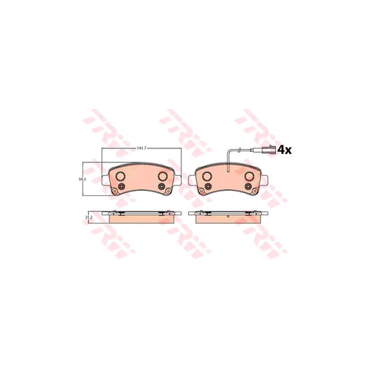 TRW Gdb2106 Brake Pad Set For Fiat Ducato Incl Wear Warning Contact