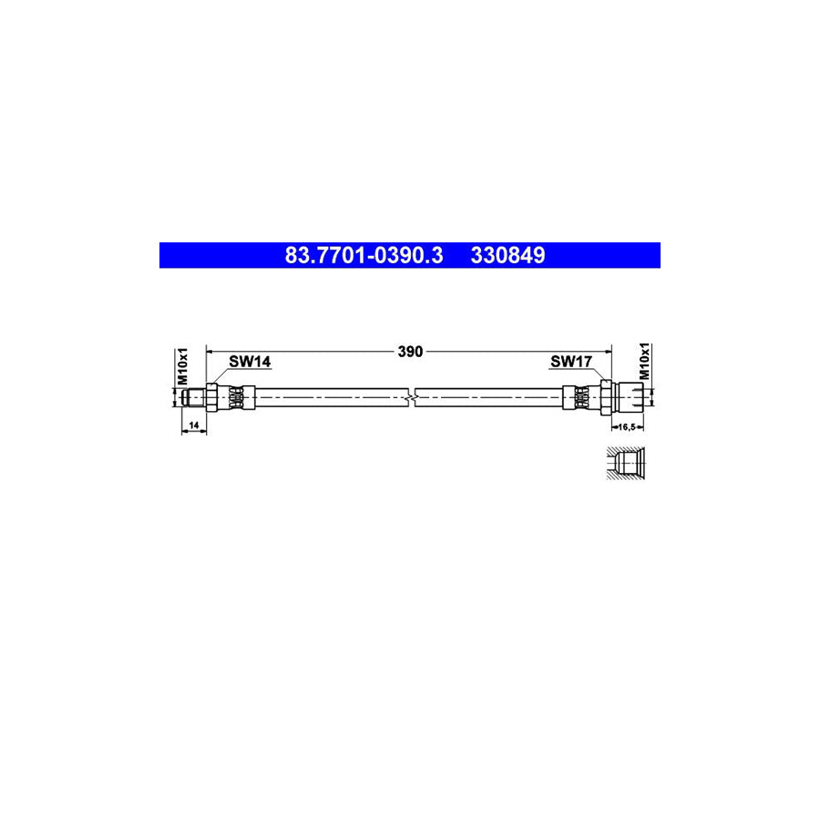 ATE 83 7701 0390 3 Brake Hose 390Mm M10X1 