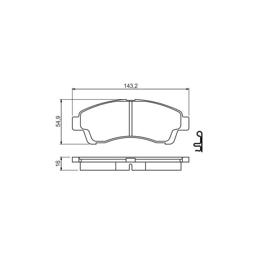 Bosch 0986494503 Brake Pad Set For Mazda B Series With Acoustic Wear Warning BP1422
