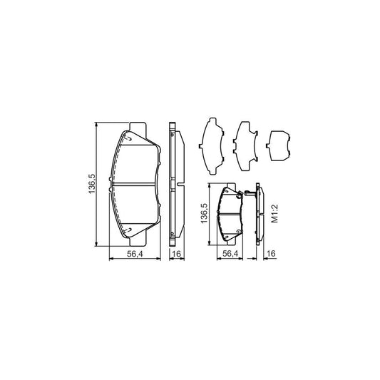 Bosch 0986Tb3185 Brake Pad Set For Honda Jazz Hatchback Ge Gg Gp Za With Acoustic Wear Warning With Integrated Wear Warning Contact