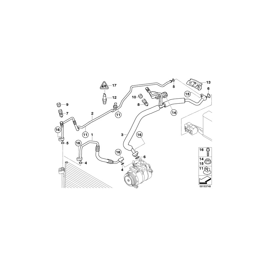 Genuine BMW 64509193128 E60 E61 Pressure Hose,Condenser,Evaporator (Inc. 530i, 525xi & 523i) | Duco Car Parts UK Car Parts