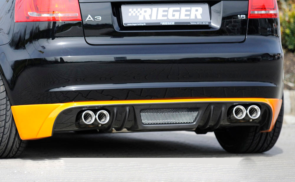 Rieger 00099838 Audi 8P A3 Rear Diffuser for Twin Tailpipe Left & Right - Carbon-Look