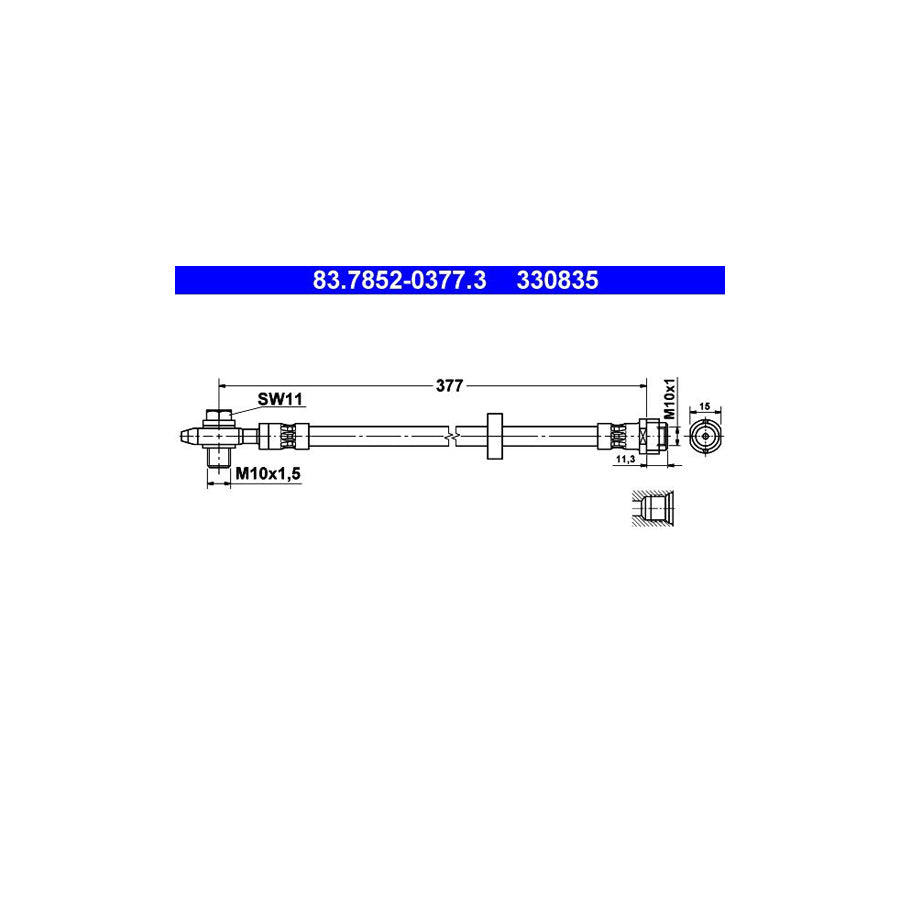 ATE 83 7852 0377 3 Brake Hose 375Mm M10X1 