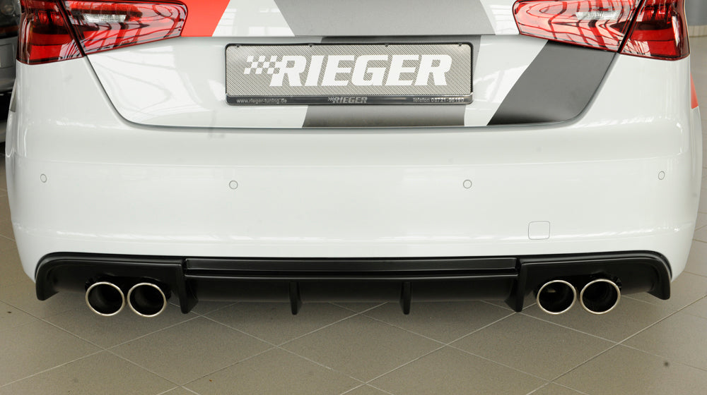 Rieger 00056813 Audi 8V S3 Rear Diffuser for Original Twin Tailpipe Left & Right -  Matte Black