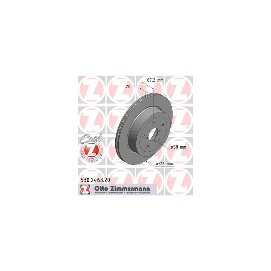 ZIMmERMANN COAT Z 530 2463 20 Brake Disc for SUBARU Impreza II Saloon GD Internally Vented Coated High carbon