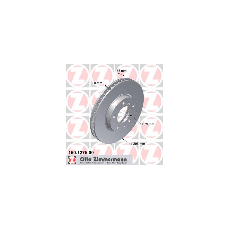 ZIMmERMANN 150 1275 00 Brake Disc for BMW 5 Series Internally Vented High carbon