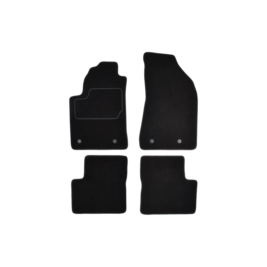 CUSTOPOL Tailored FIA60C Floor mat set Textile, Front and Rear, Quantity: 4, Black