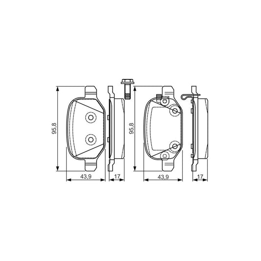 Bosch 0986Tb3216 Brake Pad Set For Fiat 500L 351 352 With Acoustic Wear Warning With Bolts