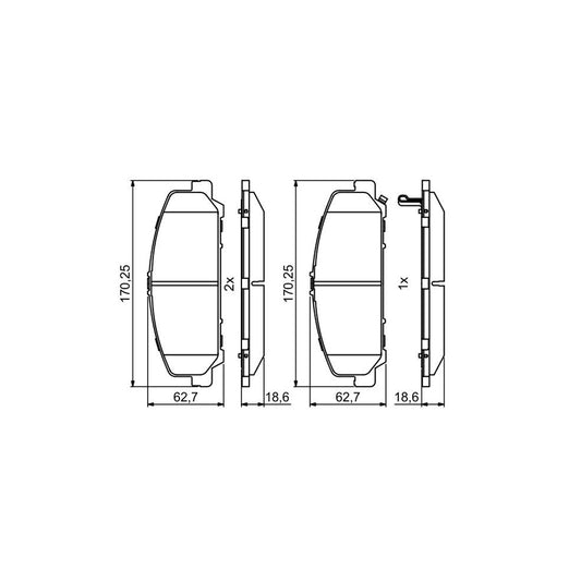 Bosch 0986495375 Brake Pad Set With Acoustic Wear Warning With Anti Squeak Plate BP1725