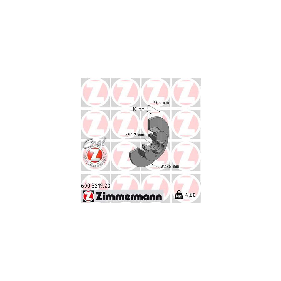 ZIMmERMANN COAT Z 600 3219 20 Brake Disc Solid Coated with ABS sensor ring without wheel bearing