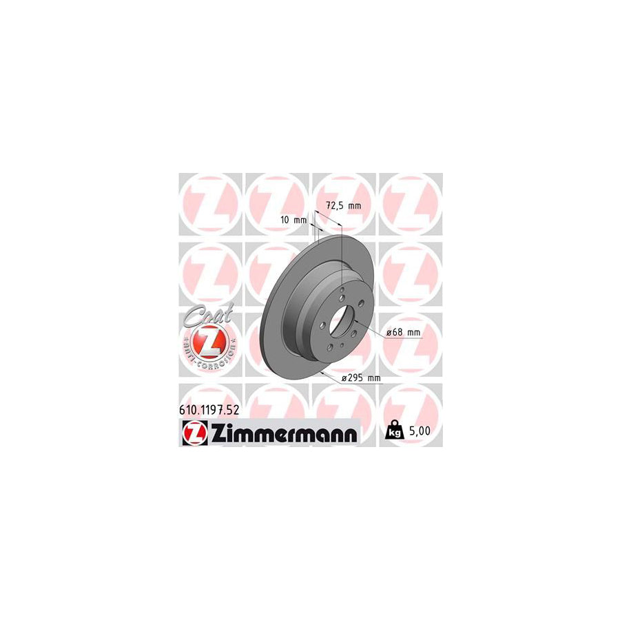 ZIMmERMANN SPORT COAT Z 610 1197 52 Brake Disc Perforated Solid Coated