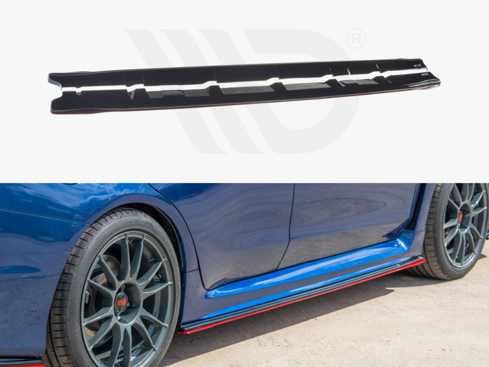 Maxton Design SUIM4WRXSTI-SD2RRED+SD2T Side Skirts Diffusers V.2 Subaru WRX Sti | Duco Car Parts UK Car Parts