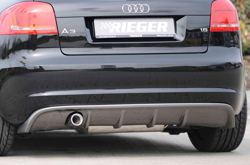 Rieger 00099832 Audi 8P A3 Rear Diffuser for Original Tailpipe Left - Carbon-Look