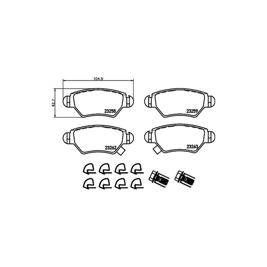 Hella 8DB 355 019 271 Brake Pad Set With Acoustic Wear Warning With Brake Caliper Screws With Accessories
