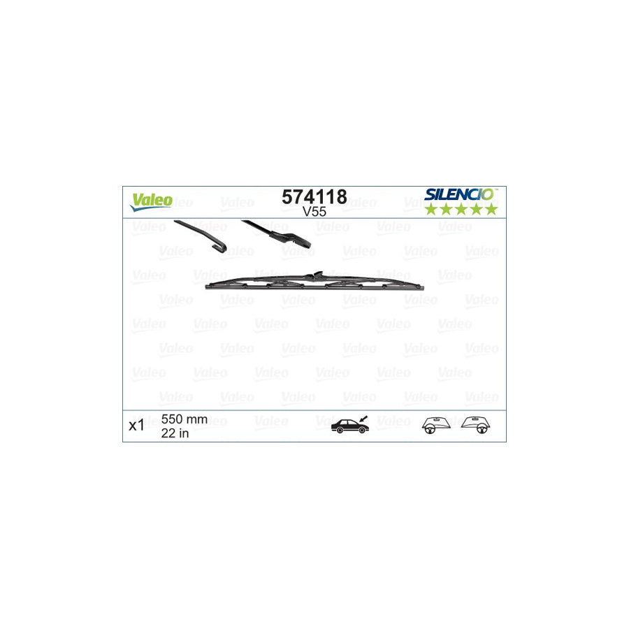 Valeo Silencio, Silencio Conventional Single 574118 Wiper Blade | Duco Car Parts UK Car Parts