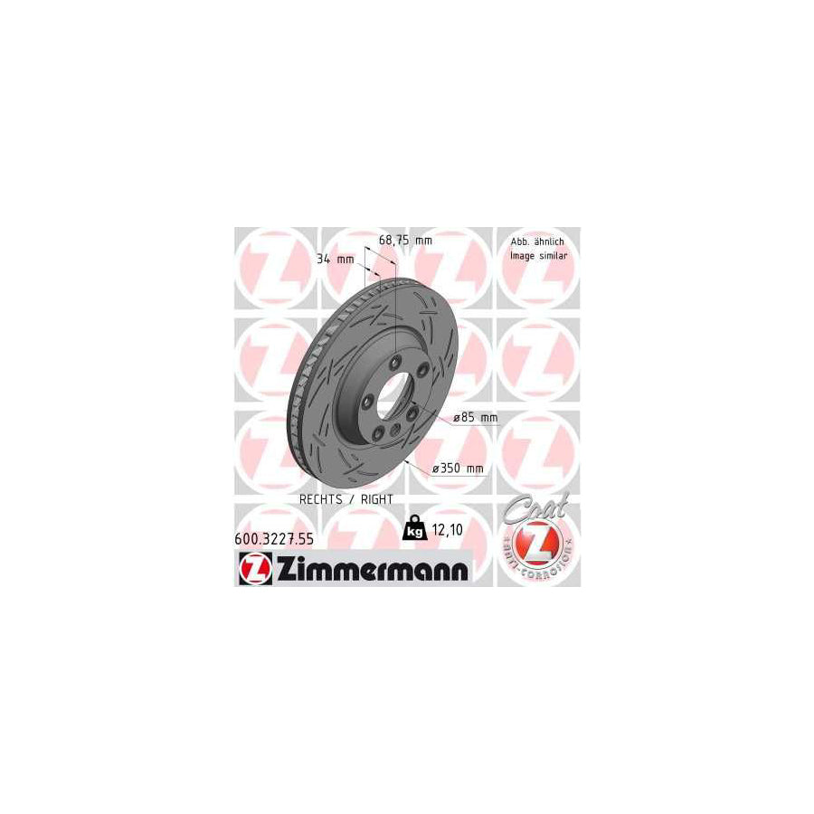 ZIMmERMANN BLACK Z 600 3227 55 Brake Disc Internally Vented Slotted Coated High carbon