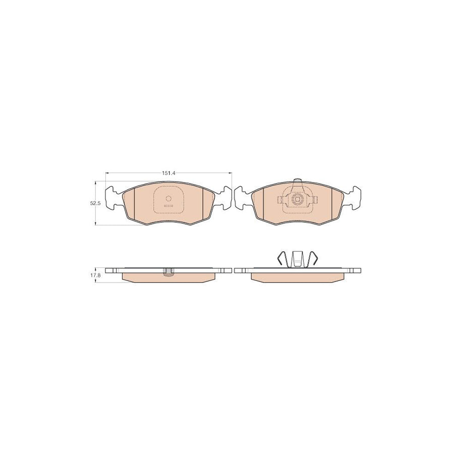 TRW Gdb2015 Brake Pad Set For Fiat Strada Pickup 278 Prepared For Wear Indicator