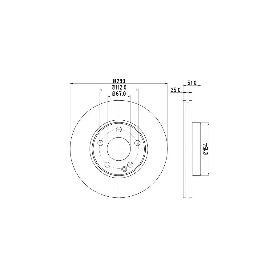 HELLA PRO High Carbon 8DD 355 129 671 Brake Disc Internally Vented Coated High carbon without wheel hub without wheel studs