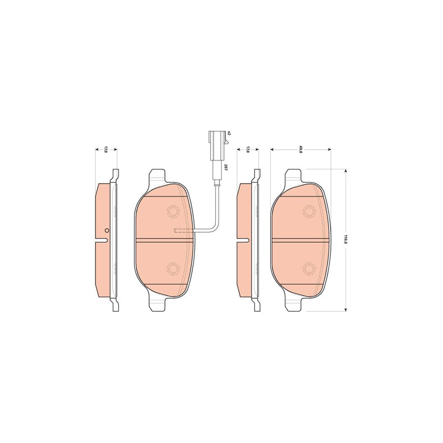 TRW Gdb1851 Brake Pad Set For Alfa Romeo Giulietta Hatchback 940 Incl Wear Warning Contact