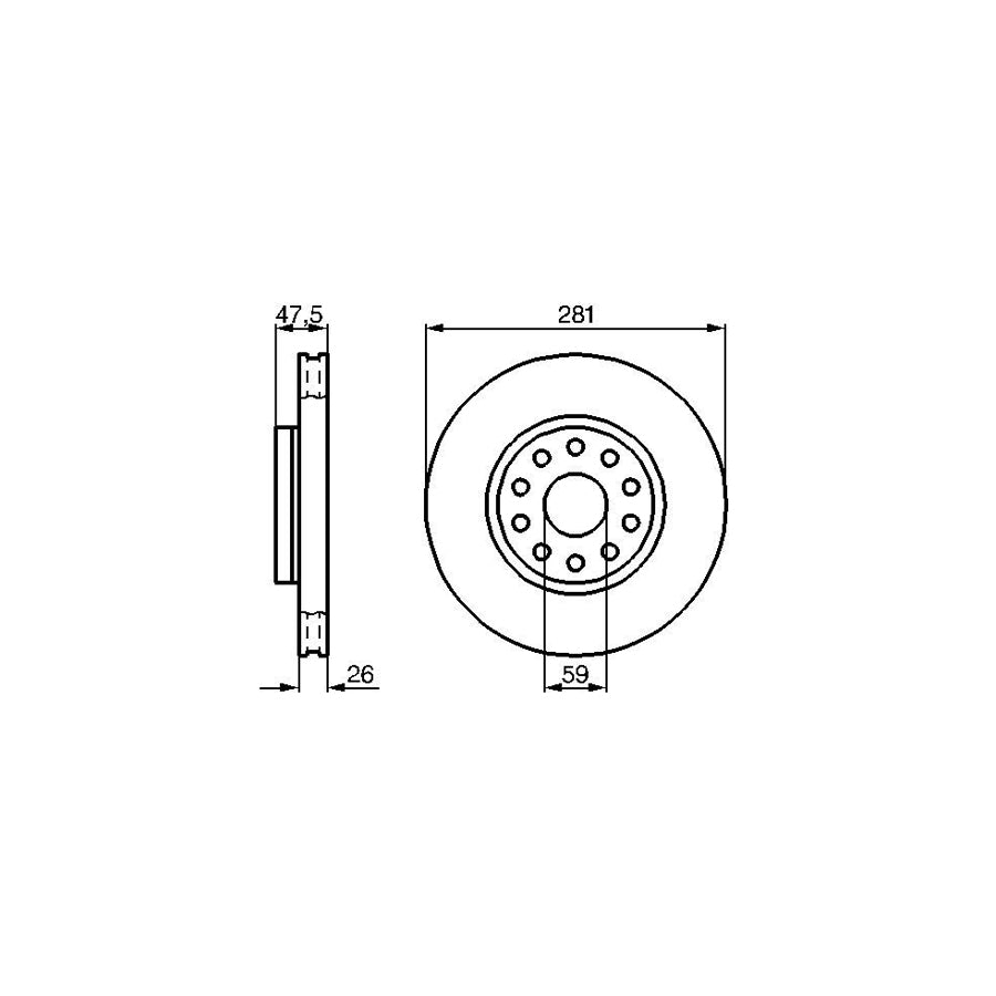 BOSCH 0 986 478 460 Brake Disc Vented Oiled