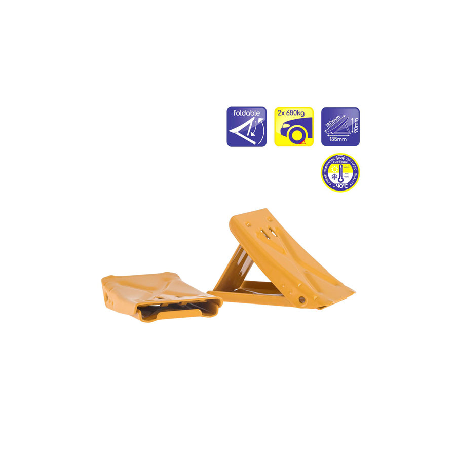 ALCA 430000 Wheel chock 0.85kg, 2, Yellow, Sheet Steel
