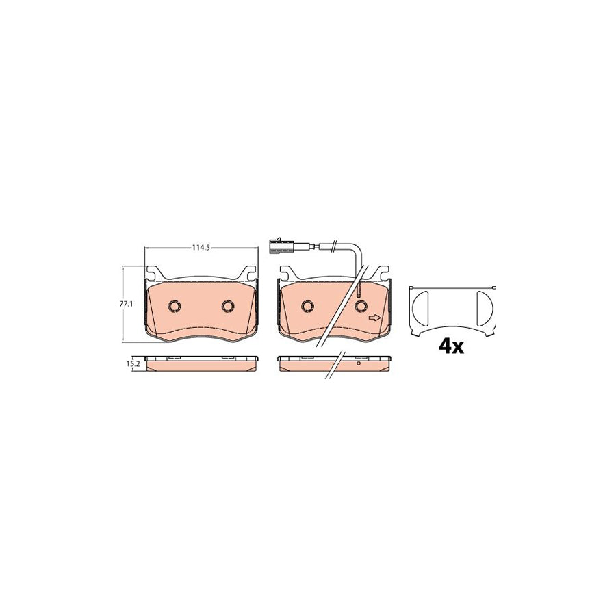 TRW Gdb2205 Brake Pad Set For Alfa Romeo Giulia Saloon 952 Incl Wear Warning Contact