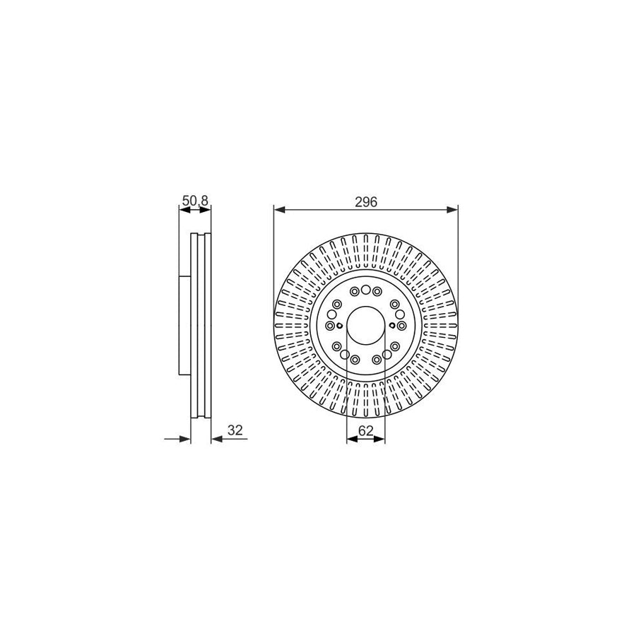 BOSCH 0 986 479 485 Brake Disc Vented Coated