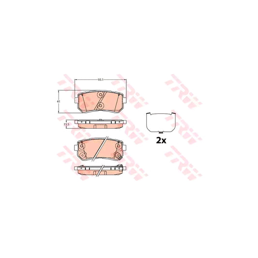 TRW Gdb3636 Brake Pad Set With Acoustic Wear Warning With Accessories