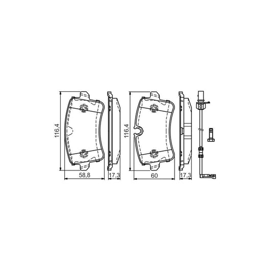 Bosch 0986Tb3177 Brake Pad Set Incl Wear Warning Contact With Bolts